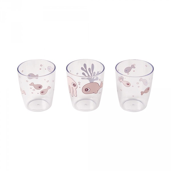 Lot de 3 yummy mini gobelet sea friends rose poudré Done by deer