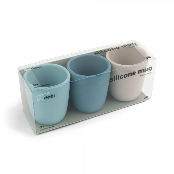 Lot de 3 gobelets en silicone bleu mixte Done by deer