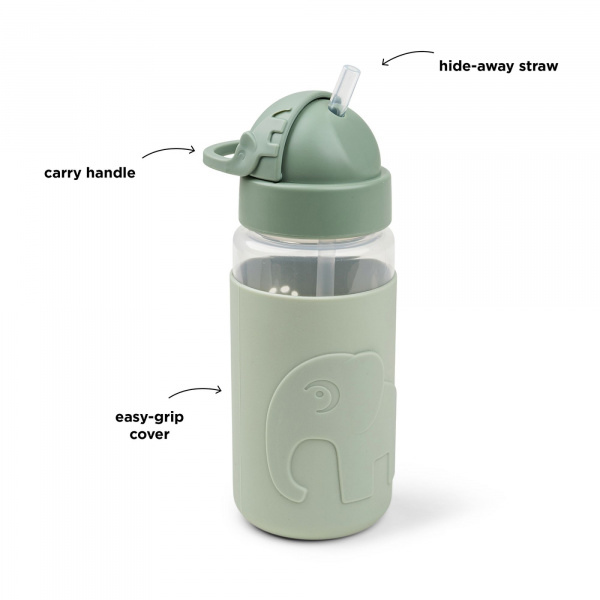 Gourde avec paille easy-grip elphee vert Done by deer