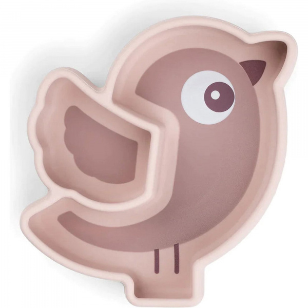 Assiette silicone avec ventouse birdee rose Done by deer