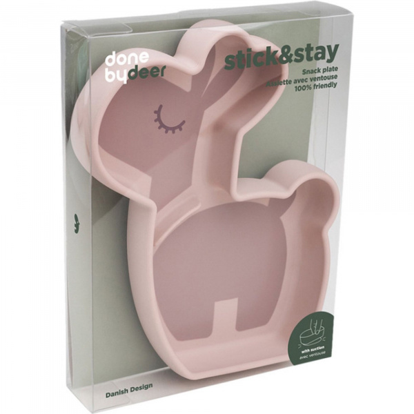 Assiette silicone avec ventouse lalee rose Done by deer