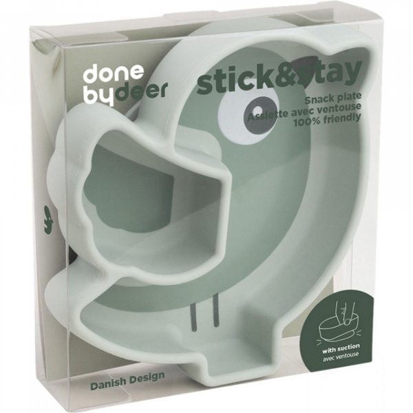 Assiette silicone avec ventouse birdee vert Done by deer