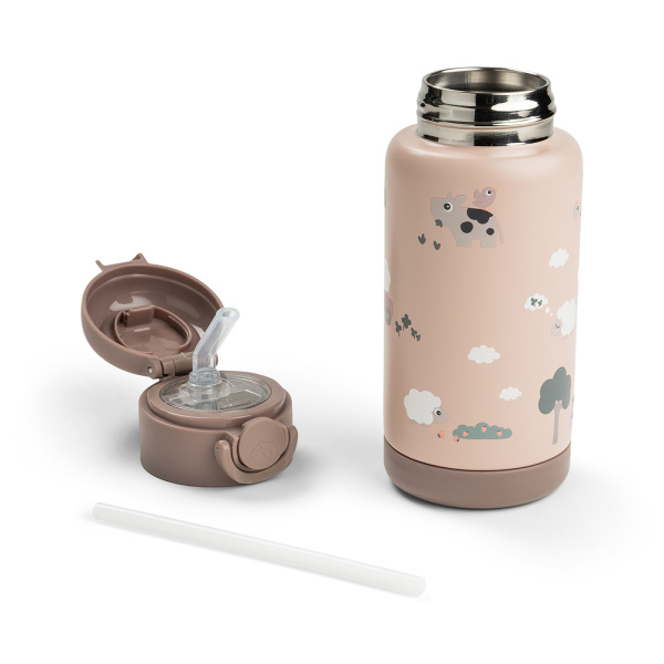 Gourde à paille isotherme tiny farm rose 340 ml Done by deer