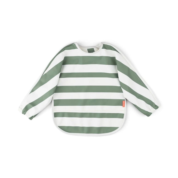 Bavoir à manches avec poche stripes vert Done by deer