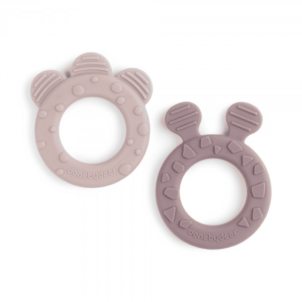 Lot de 2 anneaux de dentition deer friends rose Done by deer