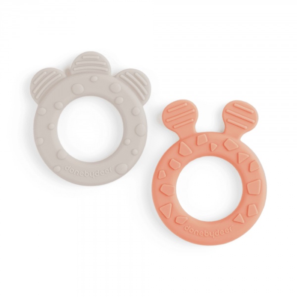 Lot de 2 anneaux de dentition deer friends sable/corail Done by deer
