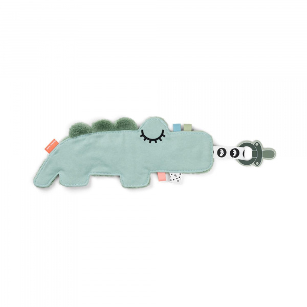 Doudou attache-sucette croco vert Done by deer