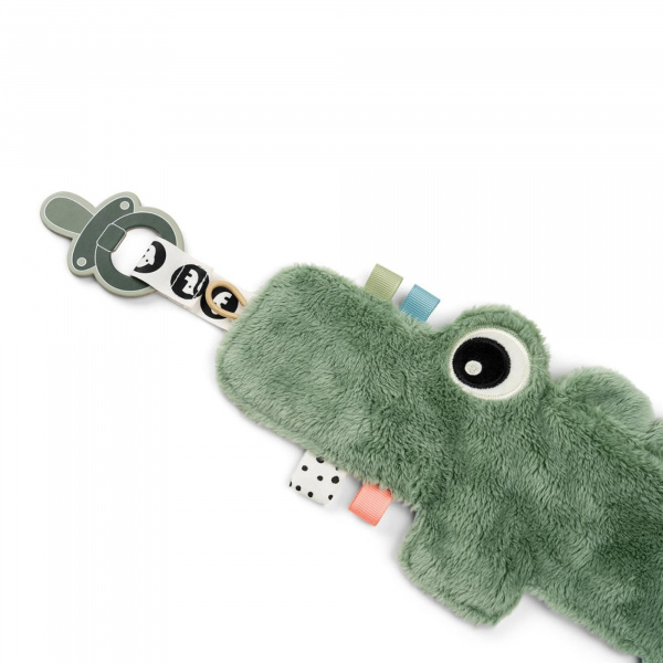 Doudou attache-sucette croco vert Done by deer