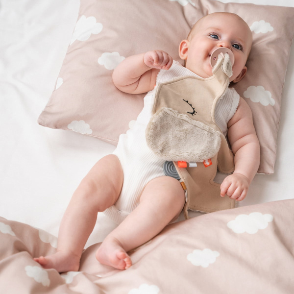 Doudou attache-sucette elphee sable Done by deer