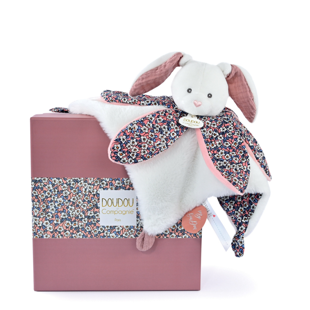 Coffret cadeau Doudou Attache Sucette Lapin Cerise