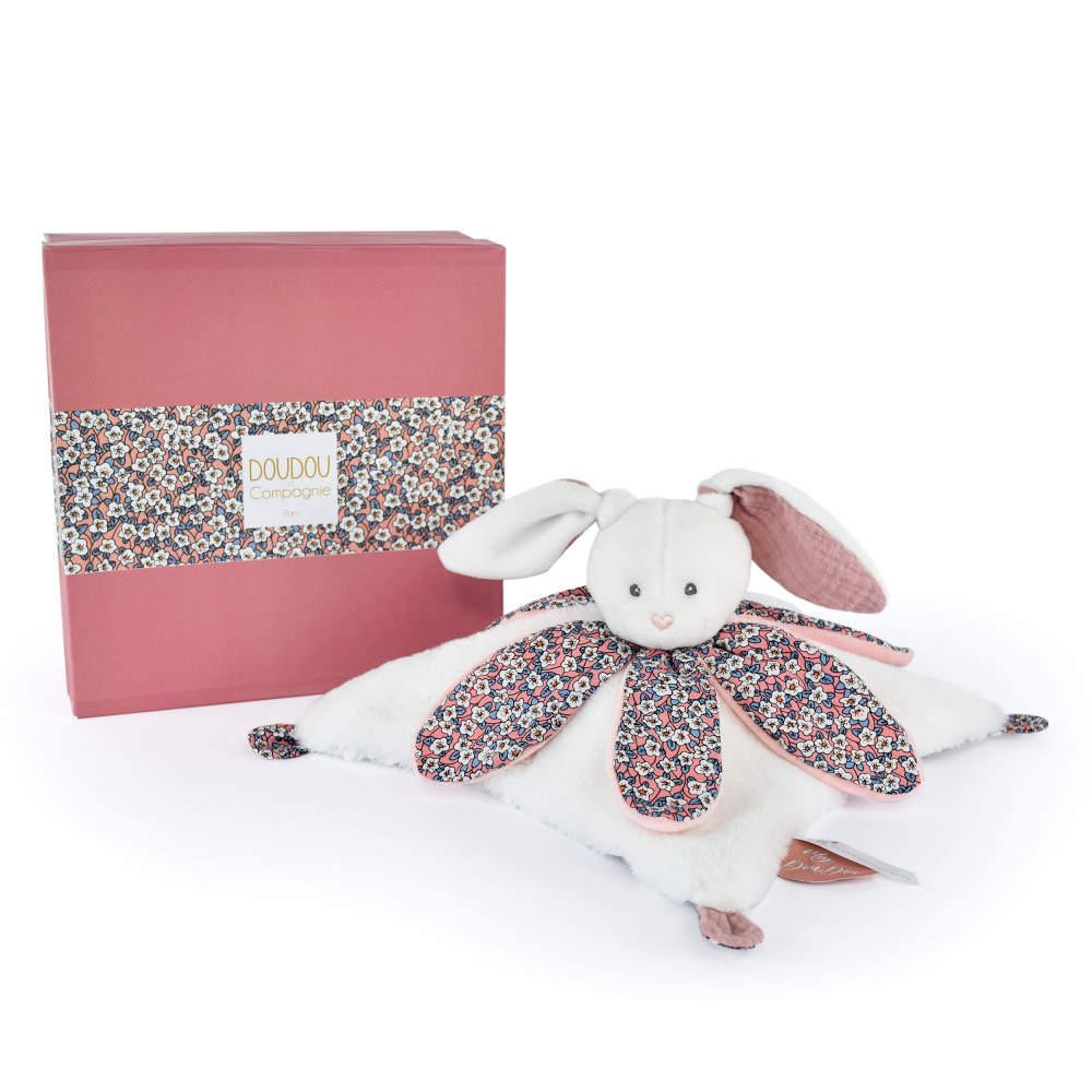 Doudou plat Baby Nat, Lapin misty rose