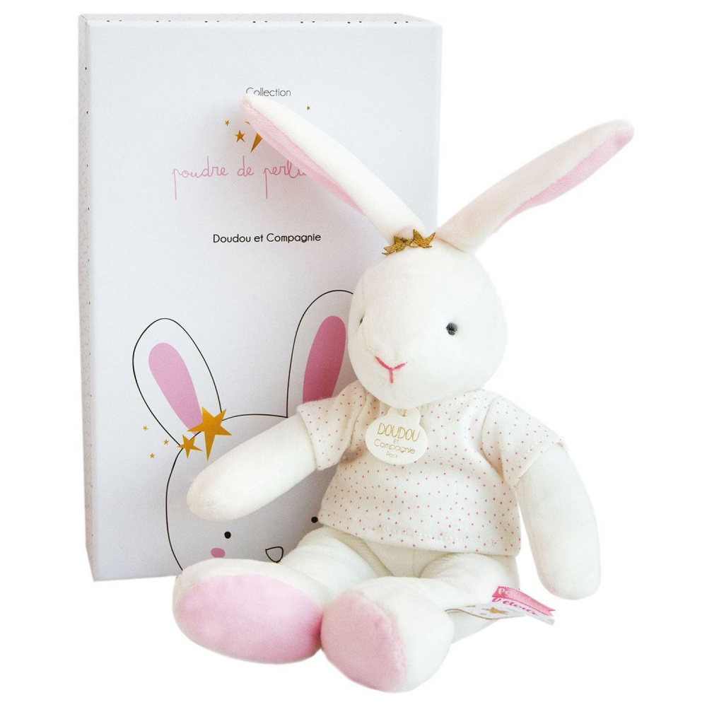 Lapin de Sucre plat rose blanc beige DOUDOU ET COMPAGNIE