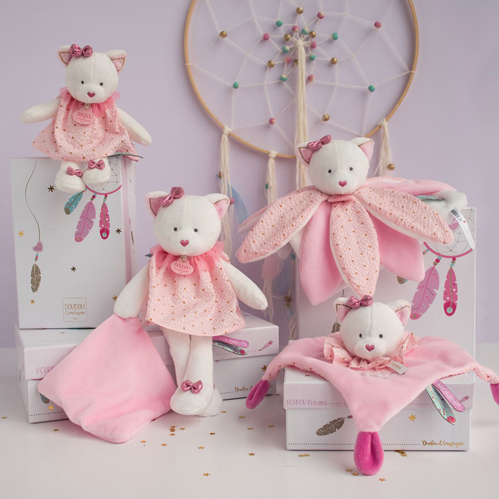 Peluche Bebe Pantin Avec Doudou Chat Attrape Reve De Doudou Et Compagnie Sur Allobebe