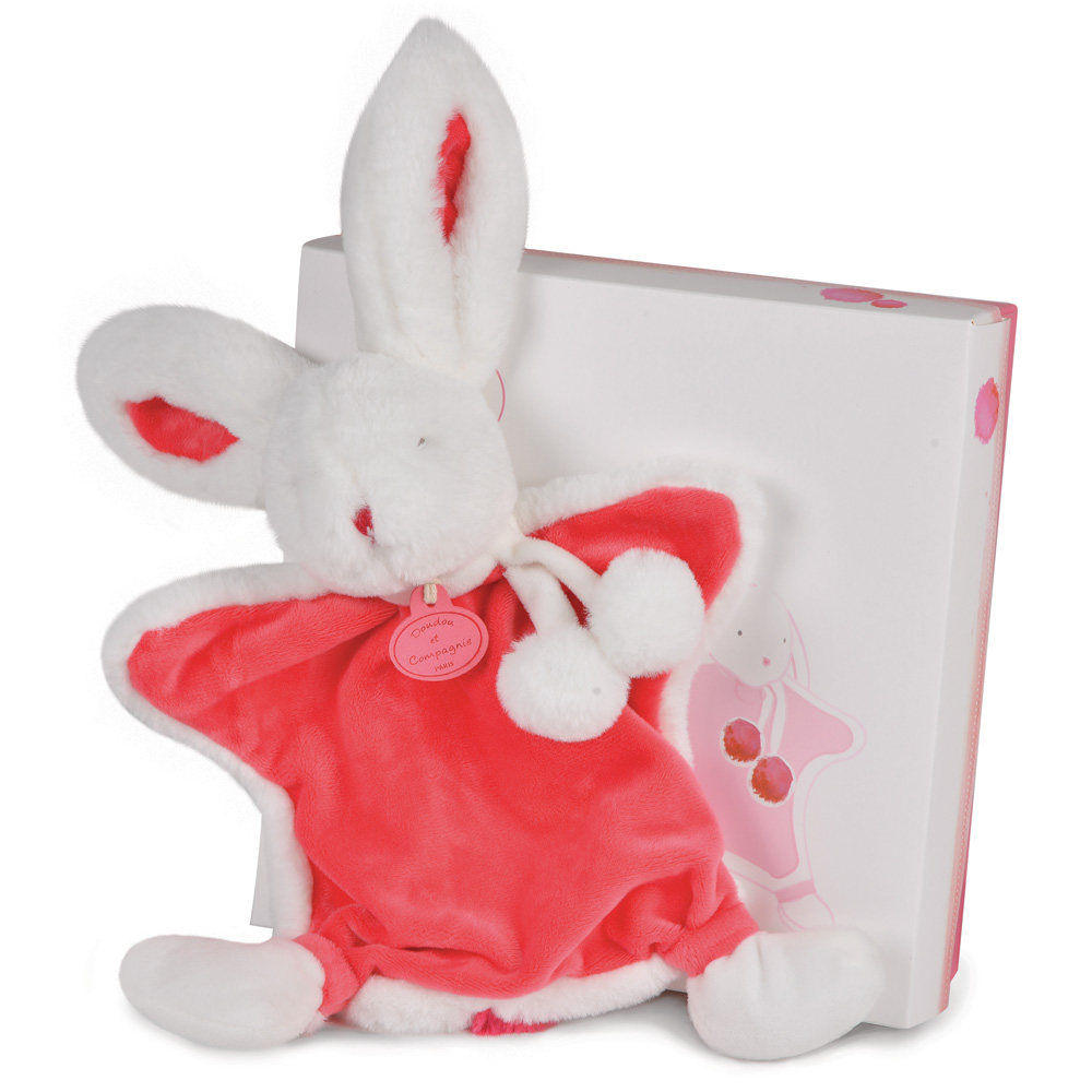 Doudou lapin pompon fraise de Doudou et compagnie sur allobébé