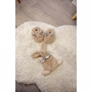 Coffret doudou lapin et chaussons beige Doudou et compagnie