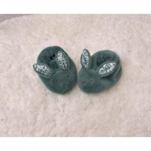 Coffret doudou lapin et chaussons vert sauge Doudou et compagnie