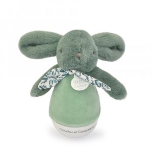 Veilleuse musicale culbuto lapin doudou vert sauge Doudou et compagnie