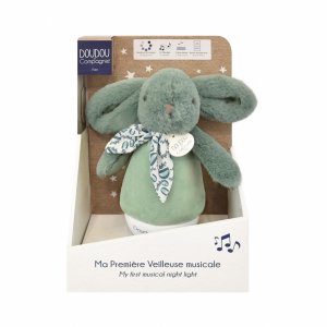 Veilleuse musicale culbuto lapin doudou vert sauge Doudou et compagnie