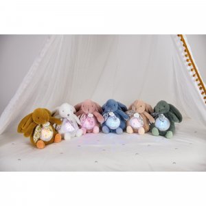 Veilleuse musicale projection d'étoiles lapin doudou beige sable Doudou et compagnie