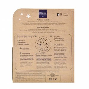 Veilleuse musicale projection d'étoiles lapin doudou beige sable Doudou et compagnie