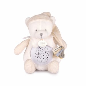 Veilleuse peluche musicale à projection d'étoiles ours blanc Doudou et compagnie