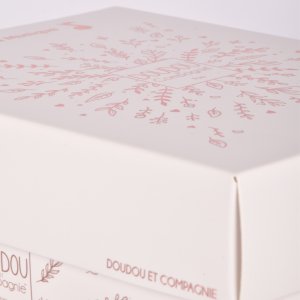 Veilleuse peluche musicale à projection d'étoiles ours rose Doudou et compagnie