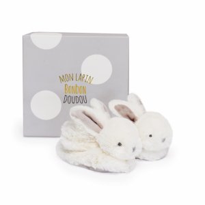 Chaussons 0-6 mois lapin bonbon taupe Doudou et compagnie