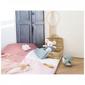 Tapis de chambre tapidou mosaïque rose et blanc Doudou et compagnie