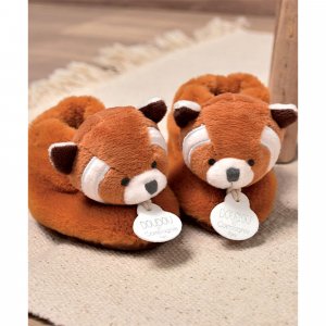 Chaussons avec hochet pour bébé unicef panda roux Doudou et compagnie