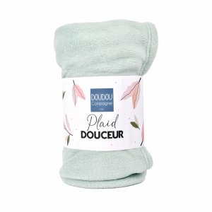 Plaid très doux pour bébé 70x100 cm vert amande Doudou et compagnie