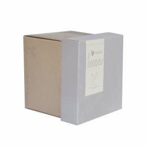 Doudou mouchoir boîte fleur lapin taupe Doudou et compagnie