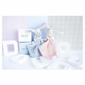 Doudou mouchoir boîte fleur lapin rose Doudou et compagnie