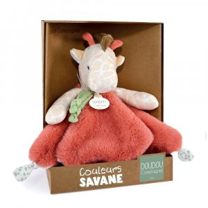 Doudou plat couleurs savane girafe Doudou et compagnie