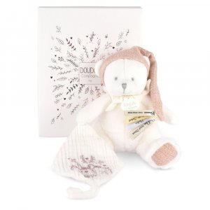 Doudou pantin attache sucette ours 20 cm rose Doudou et compagnie