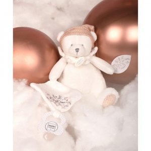 Doudou pantin attache sucette ours 20 cm rose Doudou et compagnie