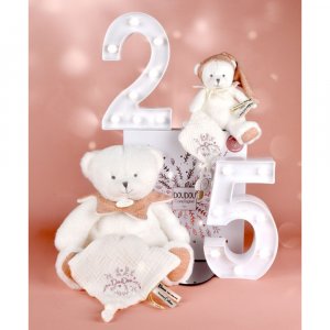 Doudou pantin attache sucette ours 20 cm rose Doudou et compagnie