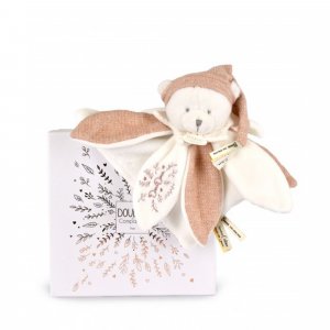 Doudou pétale plat collector ours 25 cm rose Doudou et compagnie