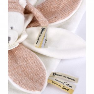 Doudou pétale plat collector ours 25 cm rose Doudou et compagnie