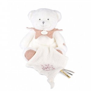 Doudou mouchoir ours 30 cm rose Doudou et compagnie