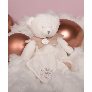 Doudou mouchoir ours 30 cm rose Doudou et compagnie