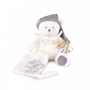 Doudou pantin attache sucette ours 20 cm argent Doudou et compagnie