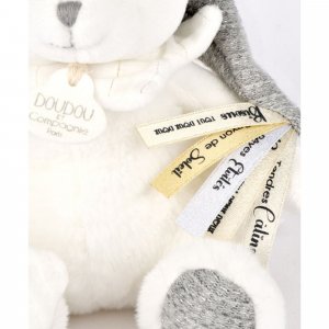 Doudou pantin attache sucette ours 20 cm argent Doudou et compagnie