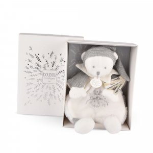 Doudou plat ours cape 25 cm argent Doudou et compagnie