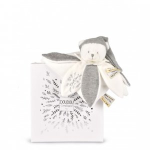 Doudou pétale plat collector ours 25 cm argent Doudou et compagnie