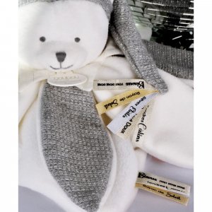 Doudou pétale plat collector ours 25 cm argent Doudou et compagnie