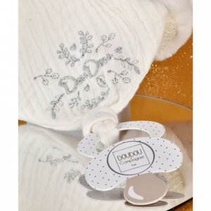 Doudou pantin attache sucette ours 20 cm blanc Doudou et compagnie