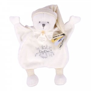 Doudou plat ours cape 25 cm blanc Doudou et compagnie