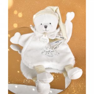 Doudou plat ours cape 25 cm blanc Doudou et compagnie