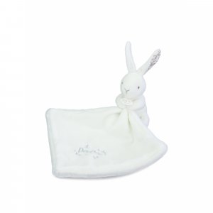 Doudou lapin mouchoir 10 cm blanc Doudou et compagnie