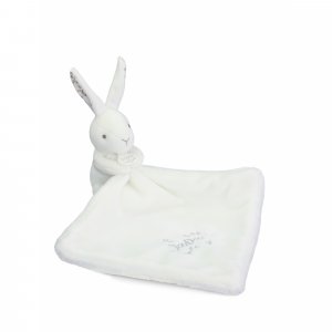 Doudou lapin mouchoir 10 cm blanc Doudou et compagnie